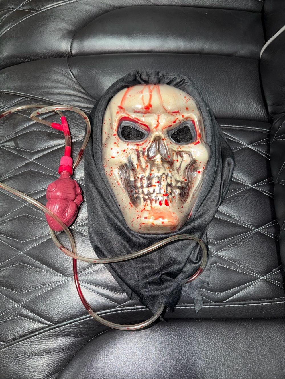 Spirit Blood-Splattered Skull Mask in Black and Red